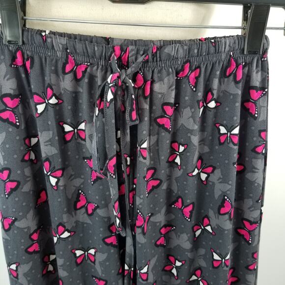 Mayfair Gray Pink White Butterflys Soft Sleep Pants Size Small - Picture 2 of 5